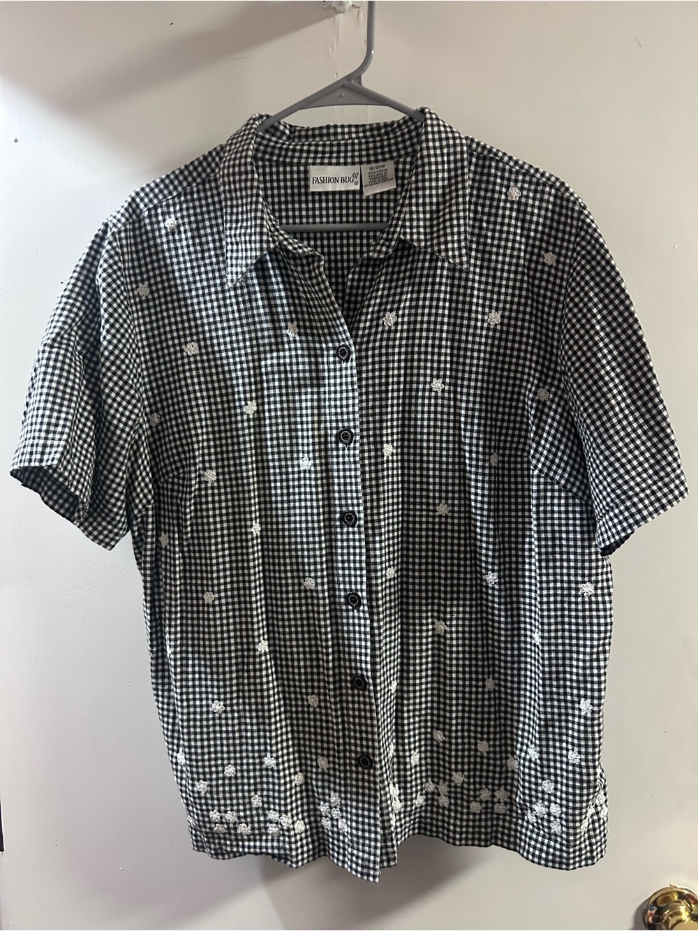 Fashion Bug Black & White Gingham Short-Sleeve Button Shirt